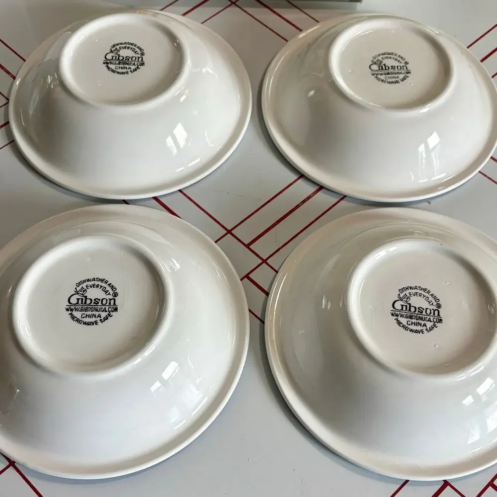 Vintage Gibson Candy Stripe Blue Purple and Green and Yellow Bowls Set of 4 8.25
